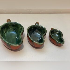 Set of 3 Williams Sonoma Redware Style Glazed Chili Pepper Bowls Jalapeno Cups